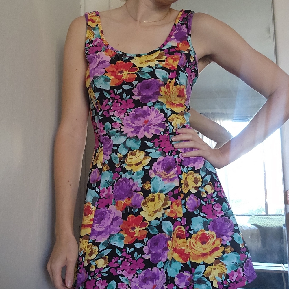80s Floral Summer Dress